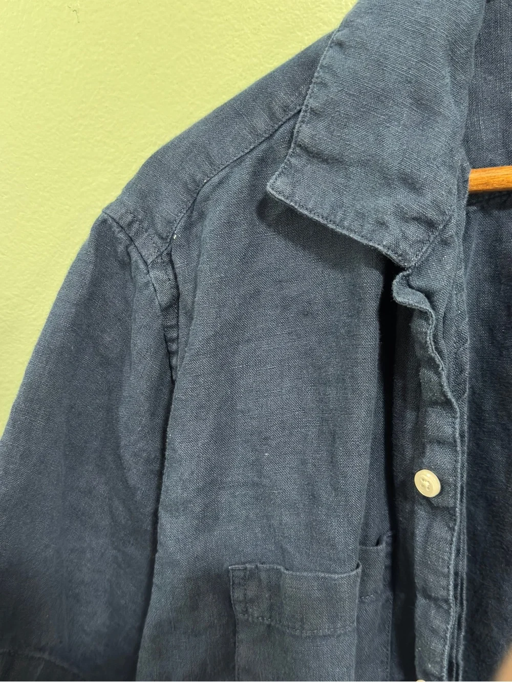 J.Crew Irish Linen Short Sleeve Button Up in Navy